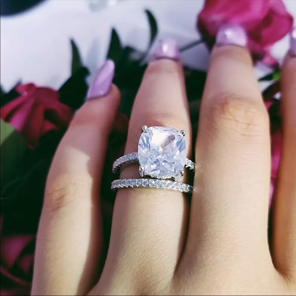 925 sterling silver 6 ct bridal engagement ring - Picture 2 of 4